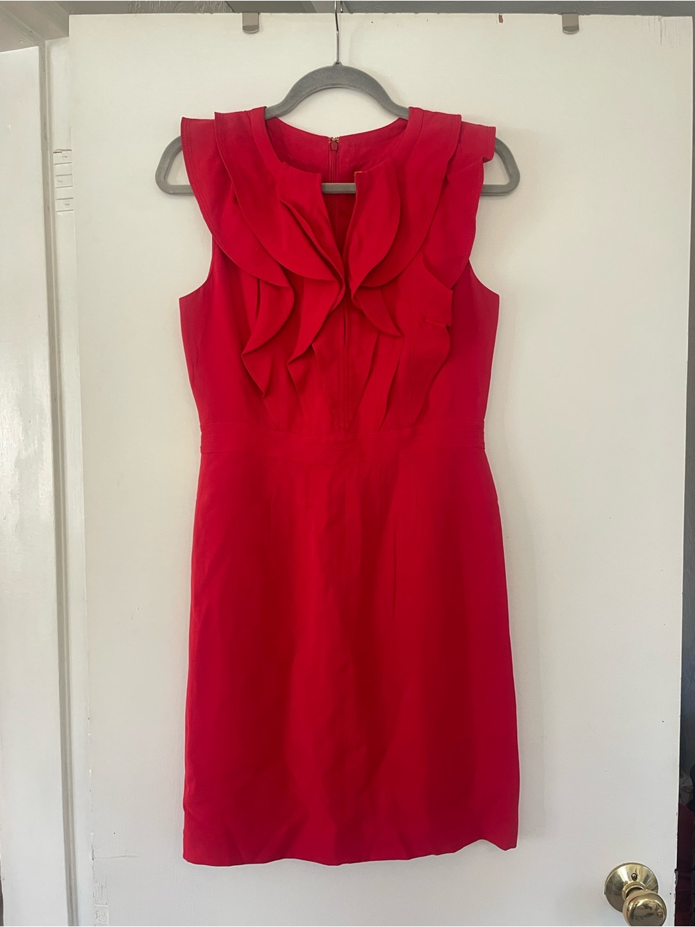 NWT Tory Burch Russian Red Raeca Dress Ruffle-Front Mini 100% Silk